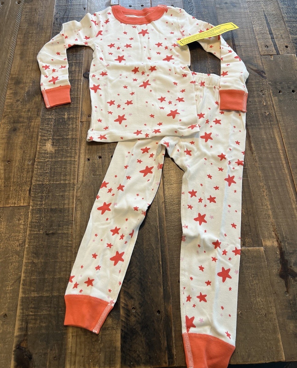 Hanna Andersson size coral stars organic cotton pajamas new