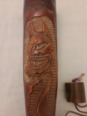 Antique JAPANESE EDO CARVED WOODEN Cigarette Holder Very Collectible  MONSTER
