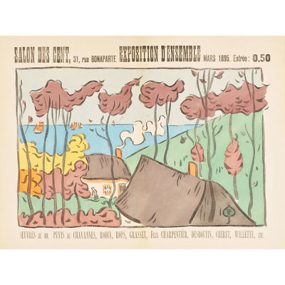 Charbonnier Salon Des Cent 1895 Ausstellung Werbung Wandbild Leinwanddruck 18 x 24 Zoll