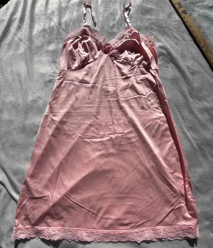 Винтажный розовый нейлона кружева скольжения размер 34... - Изображение 2 из 4