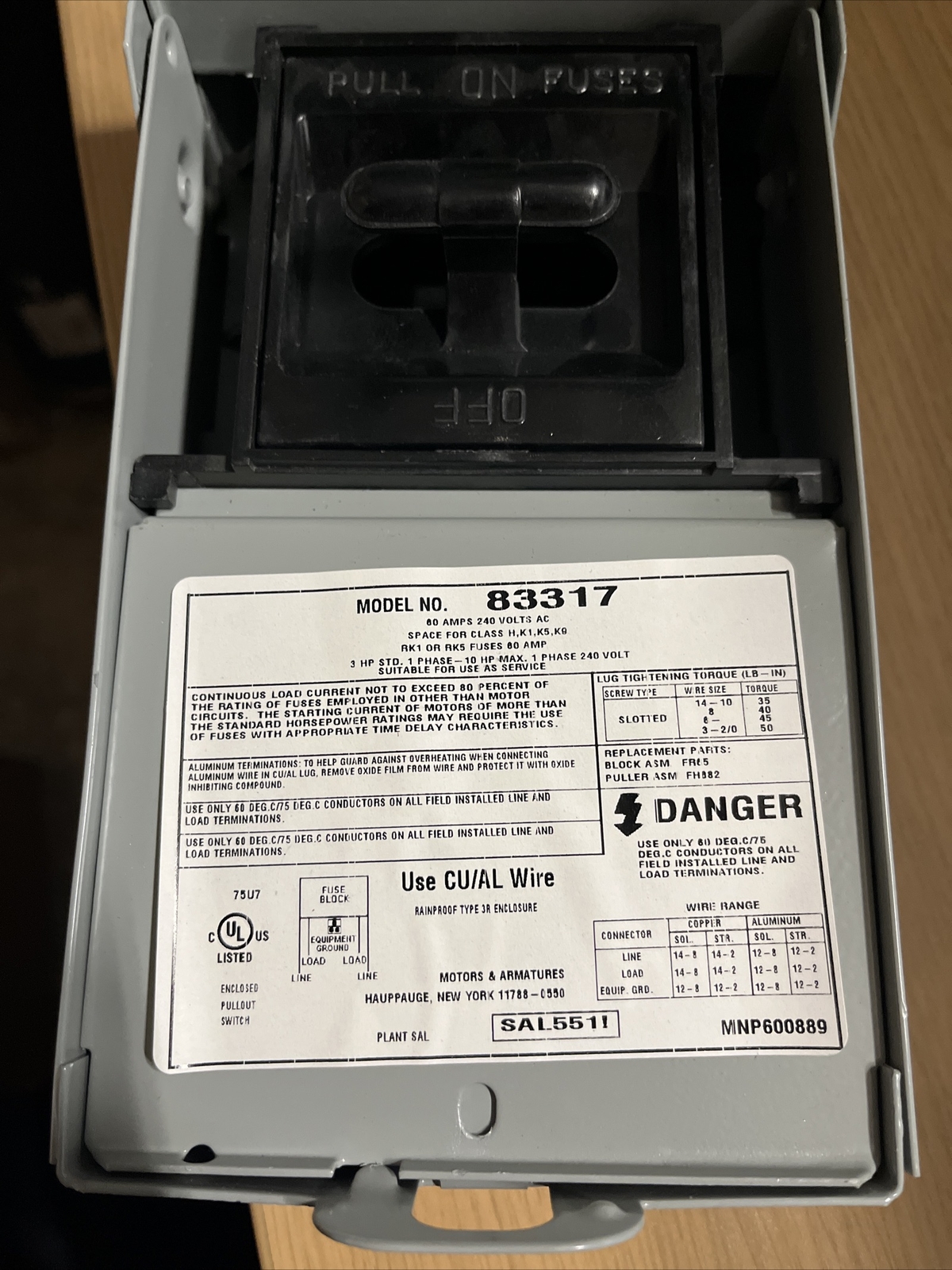 Motors & Armatures 83317 Electrical Fused Disconnect (83317) eBay