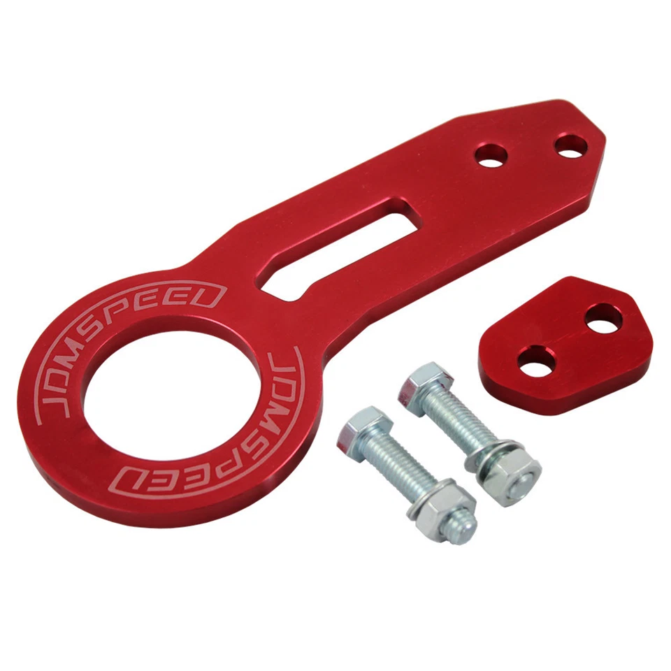 Front Rear Tow Hook Kit  JDMSPEED Billet Aluminum Racing CNC JDM Anodized Red - Image 3 of 4