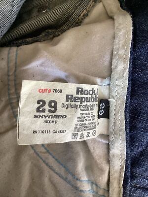 Rock & Republic Men's Distress Blue Flare Sz. 29 W34X32 Ins. | eBay