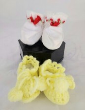 Vtg Baby Booties Socks Shoe Hand Knit Crochet and Christmas
