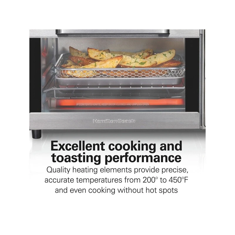 4-Slice Air Fryer Toaster Oven with Convection Cooking & Metal Basket Bake Pan