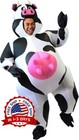 Disfraz de vaca inflable con guantes para adultos poliéster fácil cuidado US NEW
