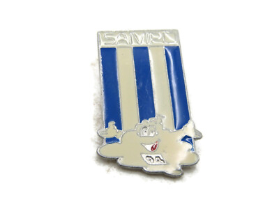 Vintage Sampo Bank Hattara Cloud Mascot Pin Finnish Advertising Blue White