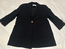 THOM BROWNE Women's Linen Black Blazer Jacket Sz 6 