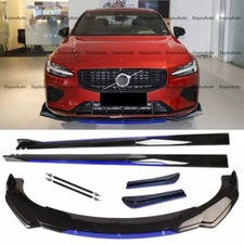 For Volvo Front Bumper Lip Side Skirt Rear Bumper Lip Strut Rods Black Blue