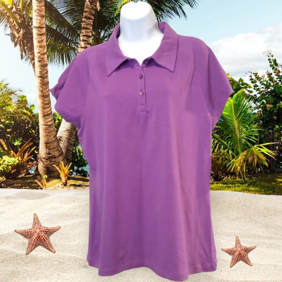 Blusa polo de golf tejida púrpura XXL Danskin para mujer Foto 3 de 4