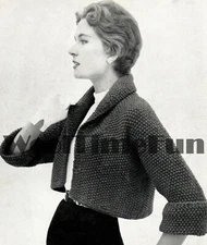 Knitting Pattern Vintage 1950s Ladies Short Jacket/Cardigan. Easy/Quick Make  