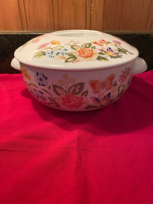 Aynsley Cottage Garden Covered Bowl Fine Bone China Made In England