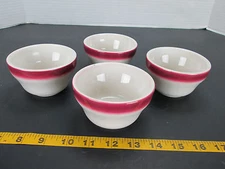 Lot of 4 Homer Laughlin China Bouillon Cups Side Dish Cream/Maroon Small Soup T