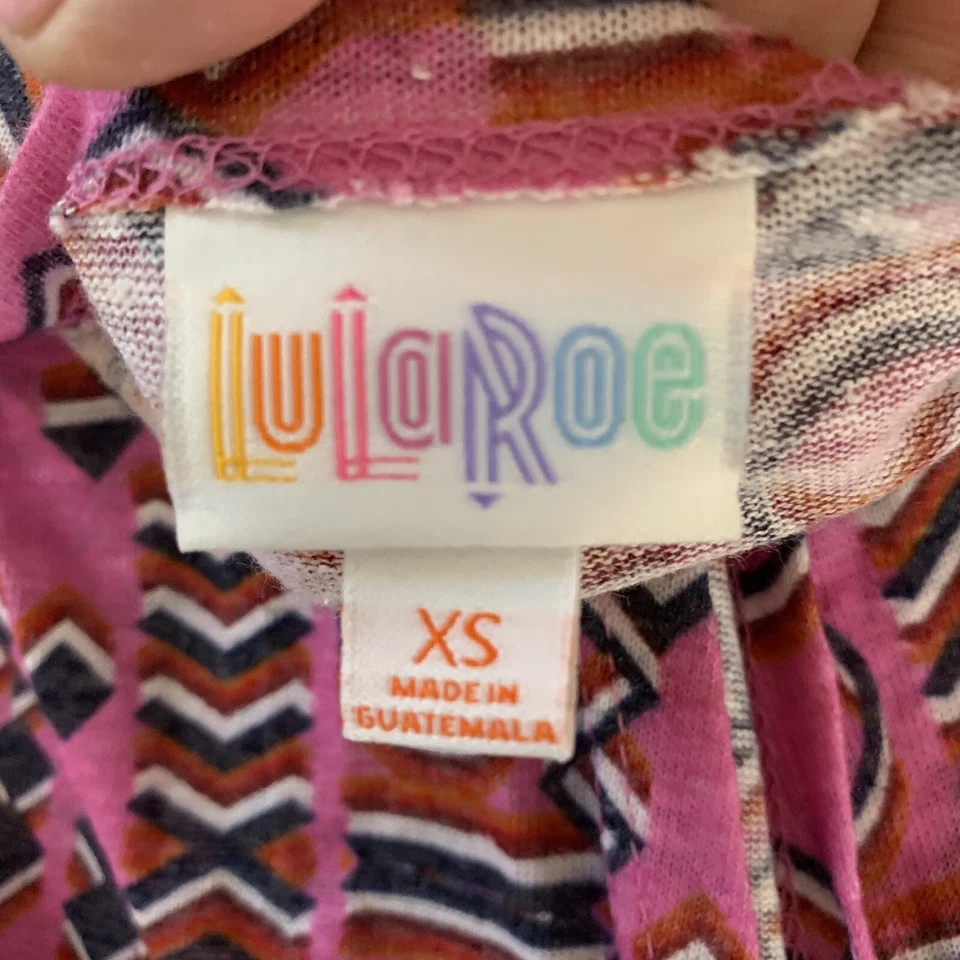 LulaRoe Womens Cardigan Sweater Sz XS Pink Black Geometric Long Duster Sarah NEW - Image 3 of 4