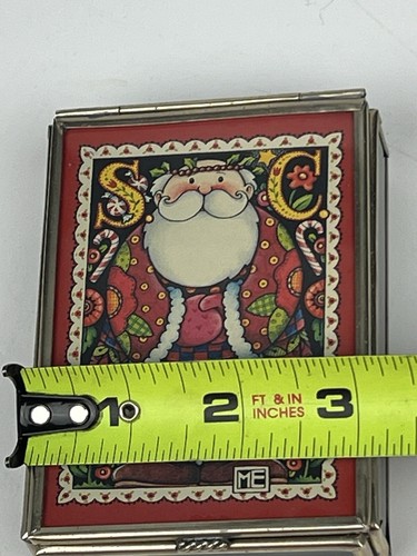 Joyero de metal baratija Mary Engelbreit Enesco Navidad Santa vidrio verde - Imagen 10 de 11