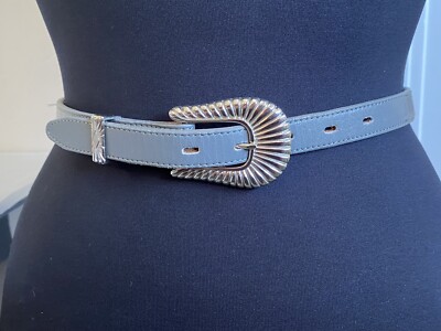 Girl s Western Leather Belt Gray Silver Tone Buckle & Conchos 26  By Nacoma