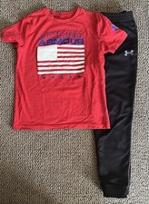 Under Armour Set  black pants small  red Freedom flag shirt 7  