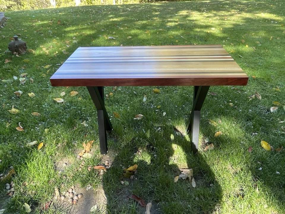 : Mesa de cartas estilo bloque carnicero personalizada hecha a mano, mesa de entrada, mesa de juego: Foto 3 de 4