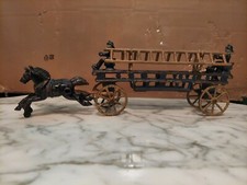 Vintage 1800's Kenton 19" Cast Iron Horse Drawn Fire Wagon