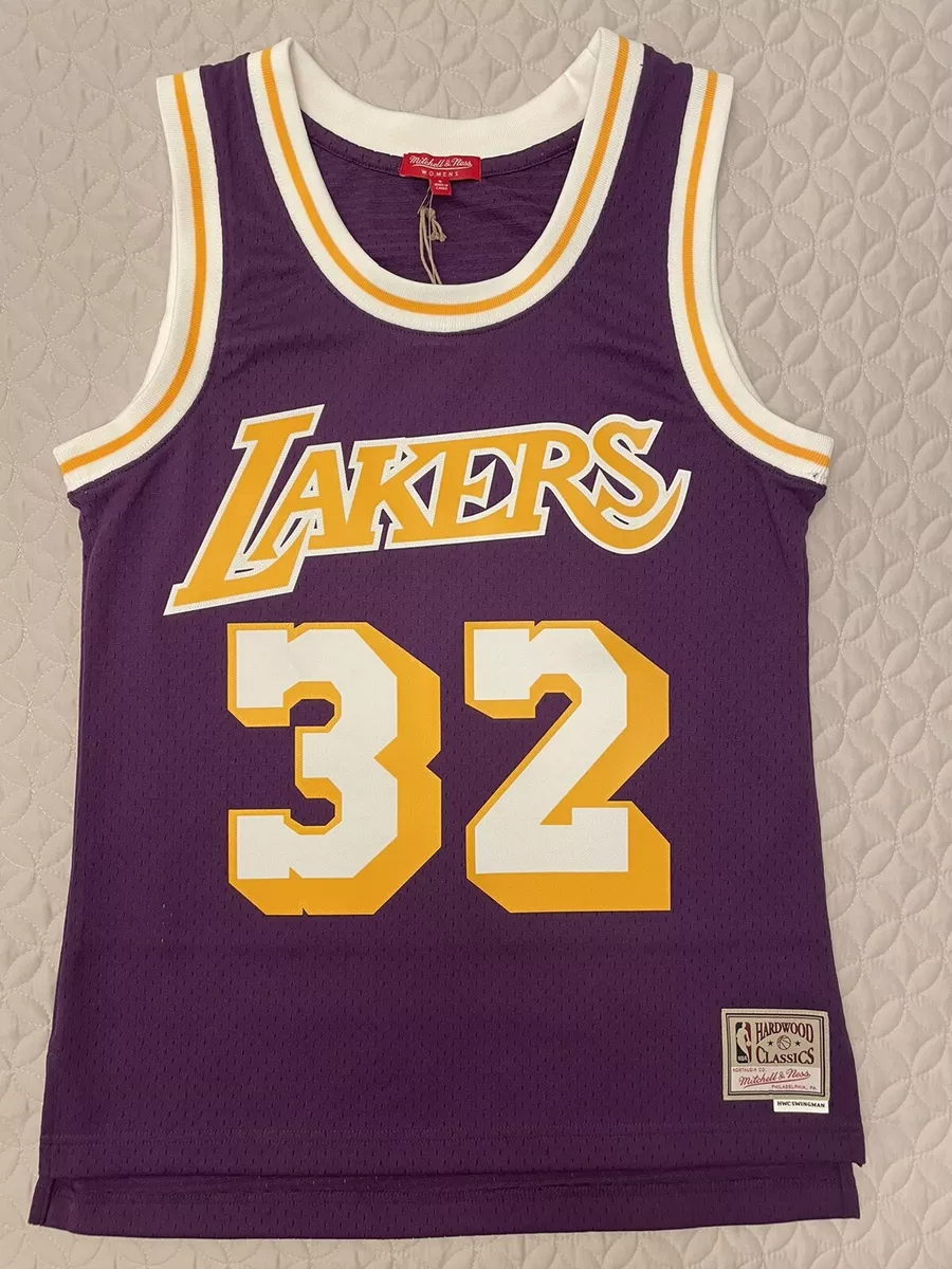 Women's Mitchell and Ness Los Angeles Lakers NBA Magic Johnson Hardwood Classics Swingman Jersey