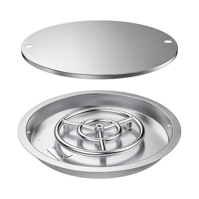 Skyflame 19 Inch Round Stainless Steel Drop in Fire Pit Pan Fire Bowl with Bu...