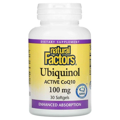 2 X Natural Factors, Ubiquinol, QH Active CoQ10, 100 mg, 30 Softgels