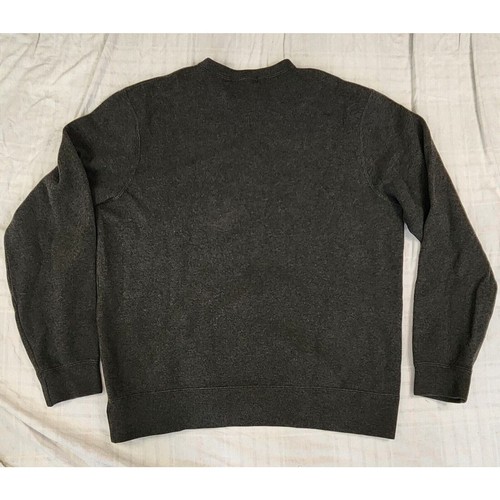 Polo Ralph Lauren Sweater Mens L Charcoal Gray Vintage Tight Knit V-Neck Cotton - Picture 2 of 8