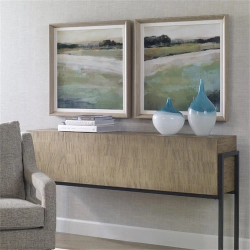 Uttermost Vivid Vista Linen and Pine Wood Framed Prints - Brown/Green (Set of 2) - Picture 3 of 8