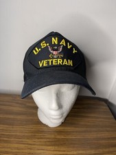 US Navy Veteran Snapback Hat Eagle Crest USA made Official Military Headwear