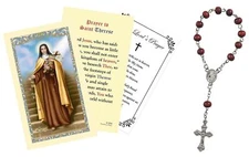 One Decade St Theresa Rosary Beads - Rose Scented St Therese of Lisieux Rosar...