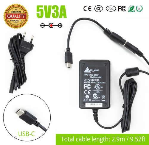 Adaptateur secteur CC Raspberry Pi 4 4B 400 5V 3A 15W USB Type C Câble long 2,9m - Photo 1/2