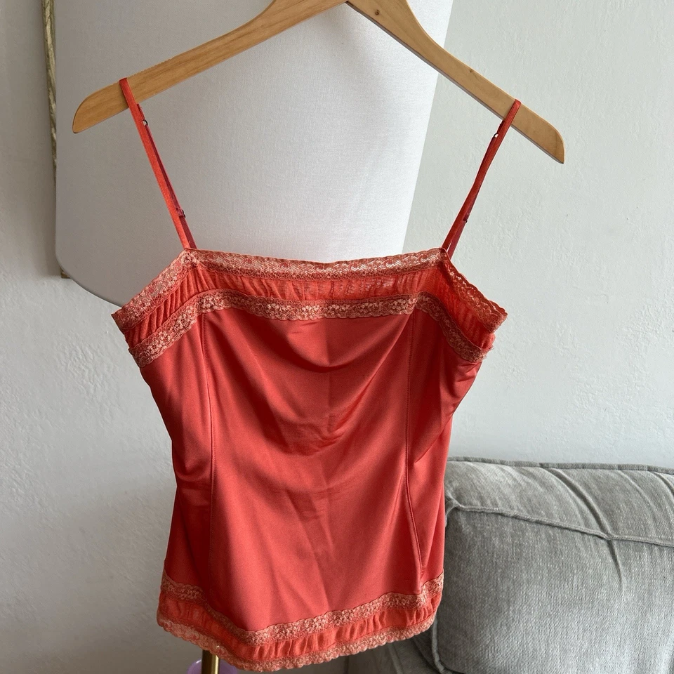 Top Cami Vintage Limitado Naranja Encaje Y2K Hada Años 90 Talla S   Foto 2 de 4