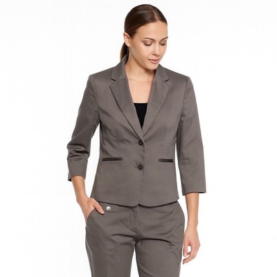Ann Taylor LOFT Gray Cotton Blend Blazer 8 Single Button 3/4 Sleeves 98-20