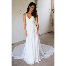 Grace Loves Lace Emilia Ivory Lace Wedding Dress XS Bridal Gown Silk