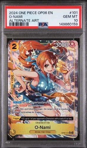 2023 ONE PIECE JAPANESE OP06-WINGS OF THE CAPTAIN O-NAMI #101 ALT ART PSA 10