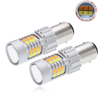2stk BAY15D LED Dual Color Weiß/Bernstein Switchback DRL Blinker Glühbirne