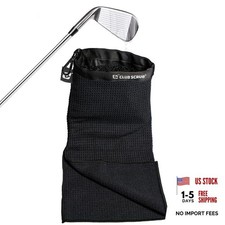 Towel Pro, Golf Club and Ball Cleaning Pouch with Attached Towel, Black