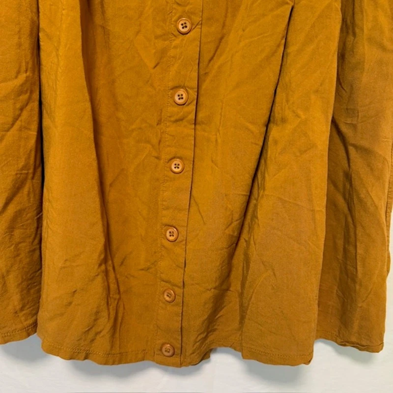 Mod Cloth Womens Short Button Up Skirt 1X Earthy Flowy Light Brown Mustard Color - Image 3 of 4