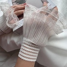 New Multilayer Ruffle Fake Cuff Detachable White Black False Sleeve Cuffs Wrist