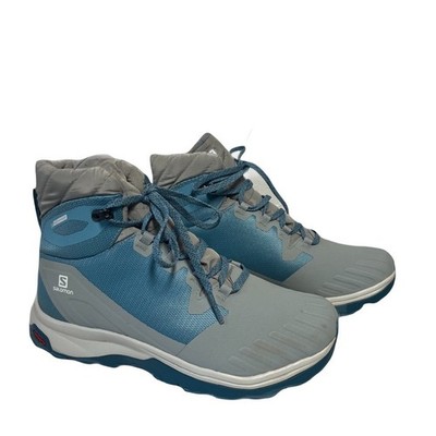 Salomon Woman's Vaya Blaze Blue Gray Mid-Top Hiking Waterproof Winter Boots SZ 7