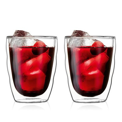 BODUM Glass Cup Tumbler PILATUS Double Wall Glass 350ml 11.8oz Set of 2 10485-10