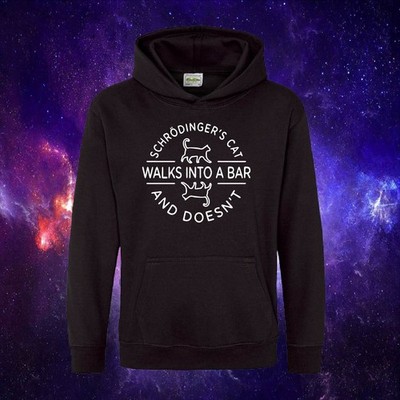 Schrödingers Katze geht in eine Bar lustiger Wissenschafts-Nerd Kinder/Erwachsene Hoodie Kapuze