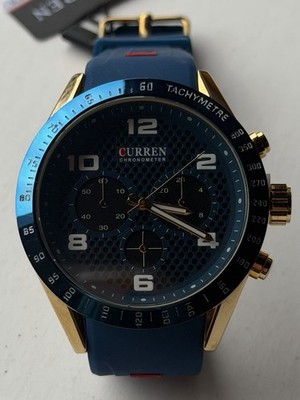 Curren Chronometer Tachymeter men's Watch model 8167 Blue Silicone