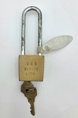 Corbin Padlock With 2 Keys Long Shackle Brass GCS Safety Lock Industrial VTG