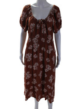 Madewell Womens Smocked Midi Dress Red Size 10 14831536