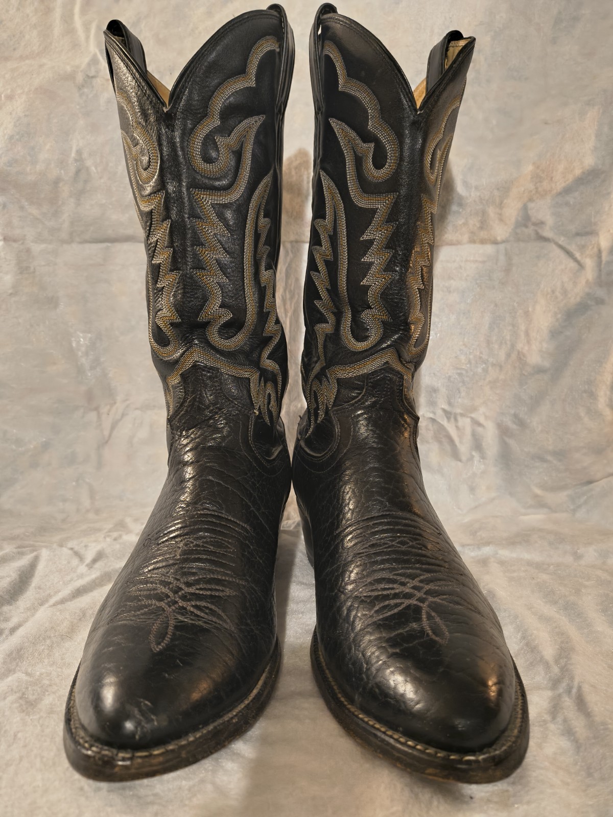Vintage Men’s Size 9.5D Justin Bullhide Cowboy Boots Western Black