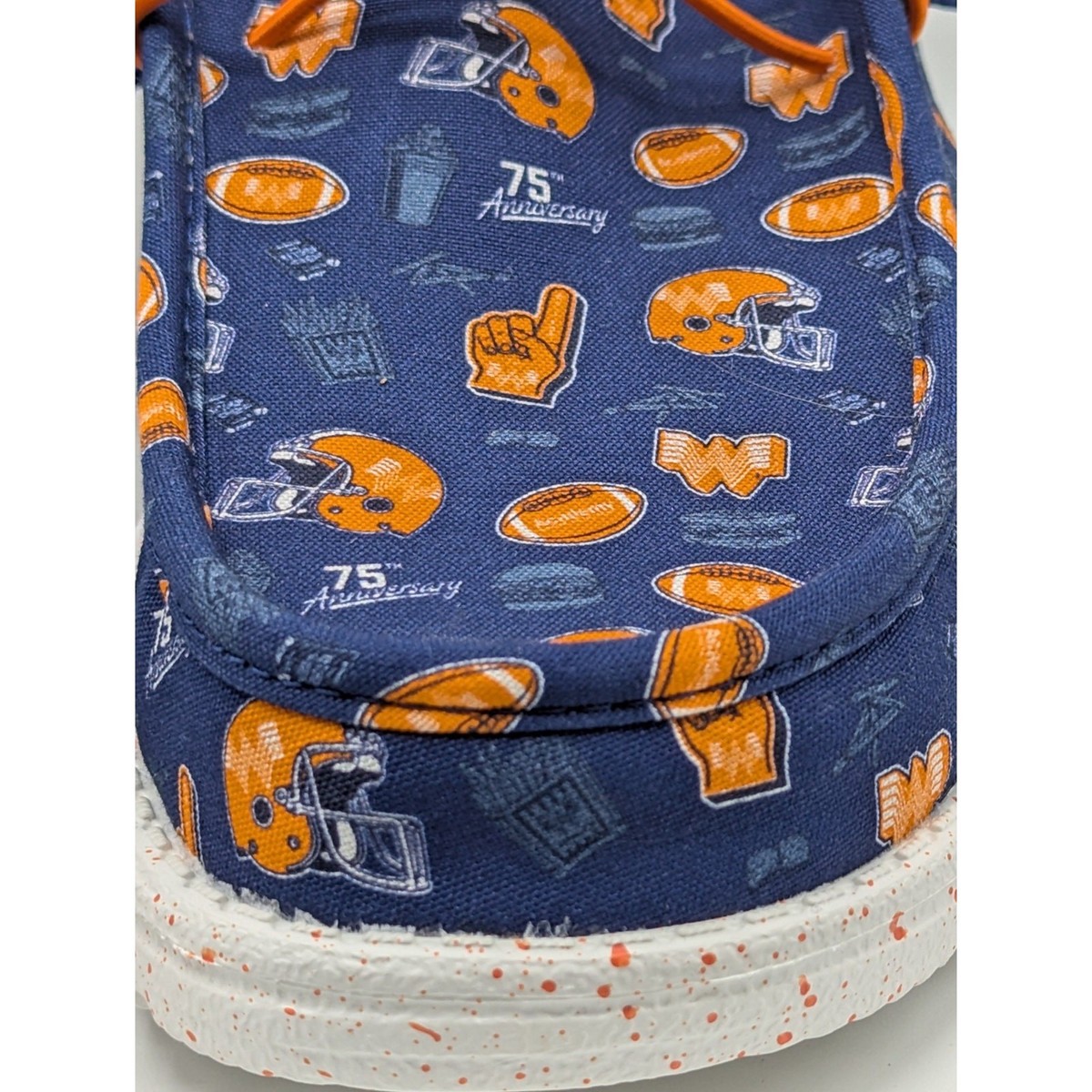 Hey Dude Wally Whataburger Mens Size 9 Orange/Navy Slip-On 