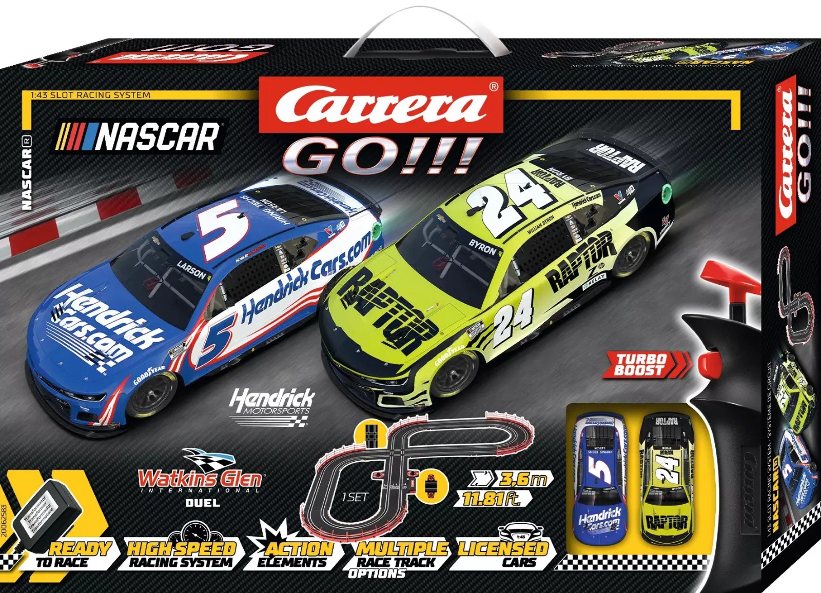 Carrera GO NASCAR Watkins Glen Duel - Chevy Camaro NextGen ZL1 143 Slot Car Set 16790₽