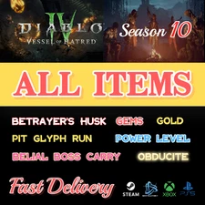 Diablo 4 Season 10 Mats Carry✨Betrayers Husk/Belial/Gold/The Pit run/Runes✨S10