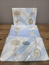 Vintage Christian Dior Wamsutta Supercale Plus Blue Twin Flat Fitted Sheets PC